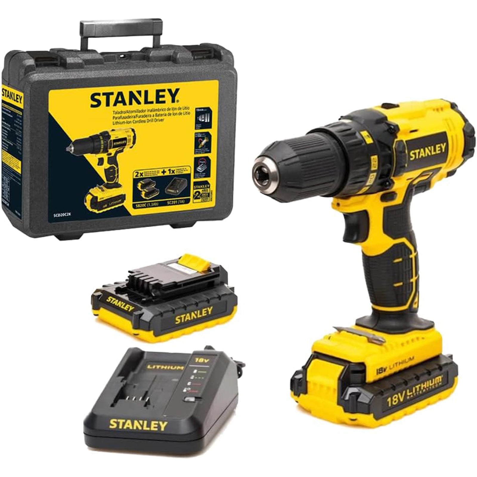 Stanley Cordless Brushless Drill Driver, Black/Yellow, Scd20S2K-B5