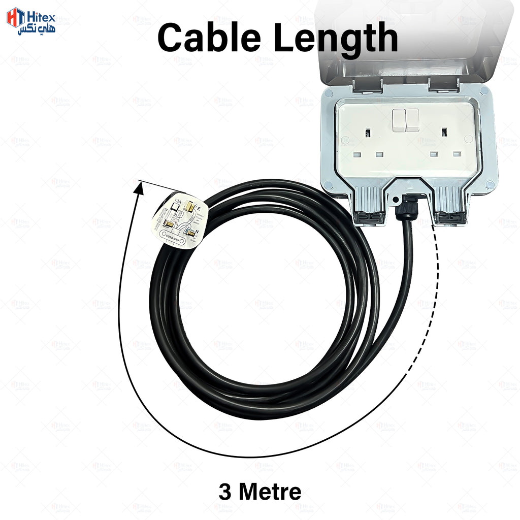 Waterproof Extension Power Socket IP66-Double Socket, 3 METRE